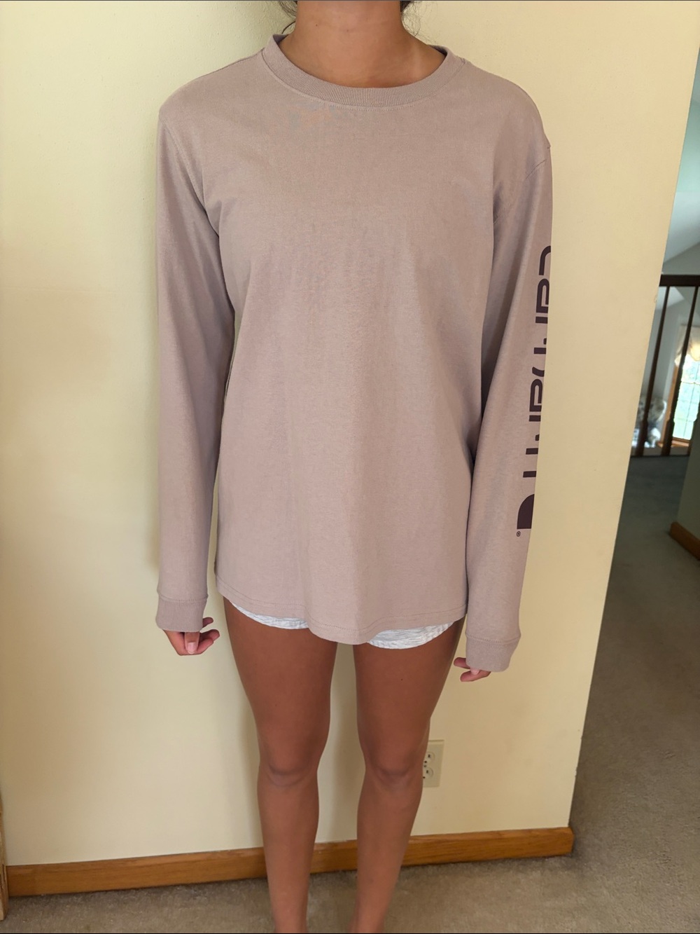 Carhartt Women's Long-Sleeve Crewneck Top in Light Mauve. Never worn